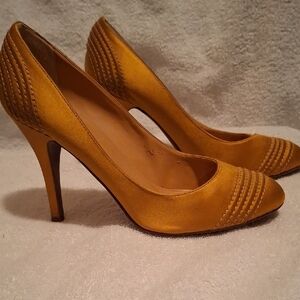 J. Crew Gold Satin High Heel Pumps